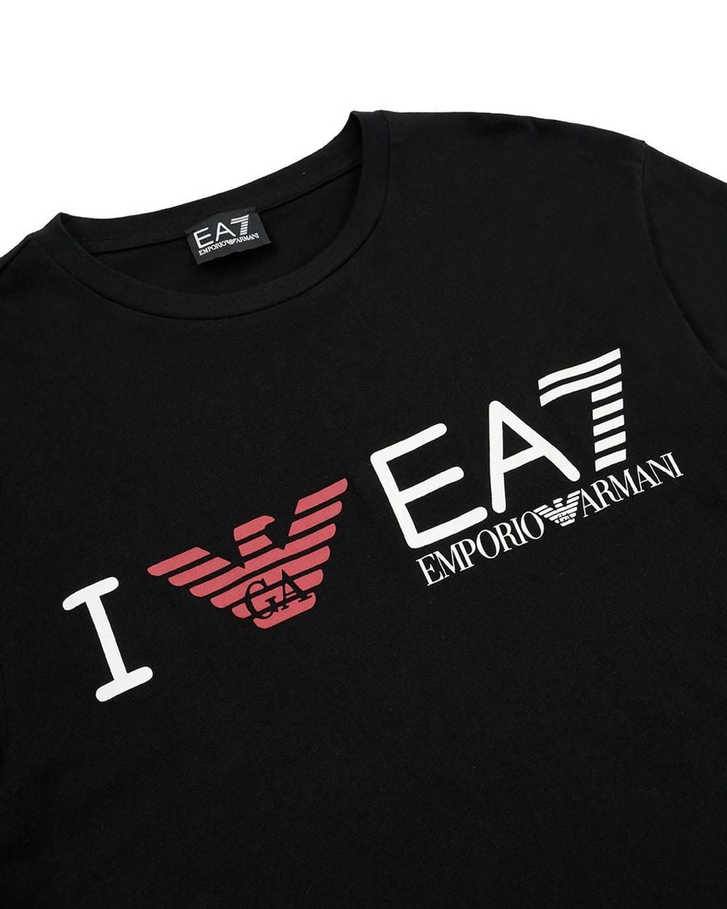 EA7 Black Logo T-Shirt With Round Neck for men