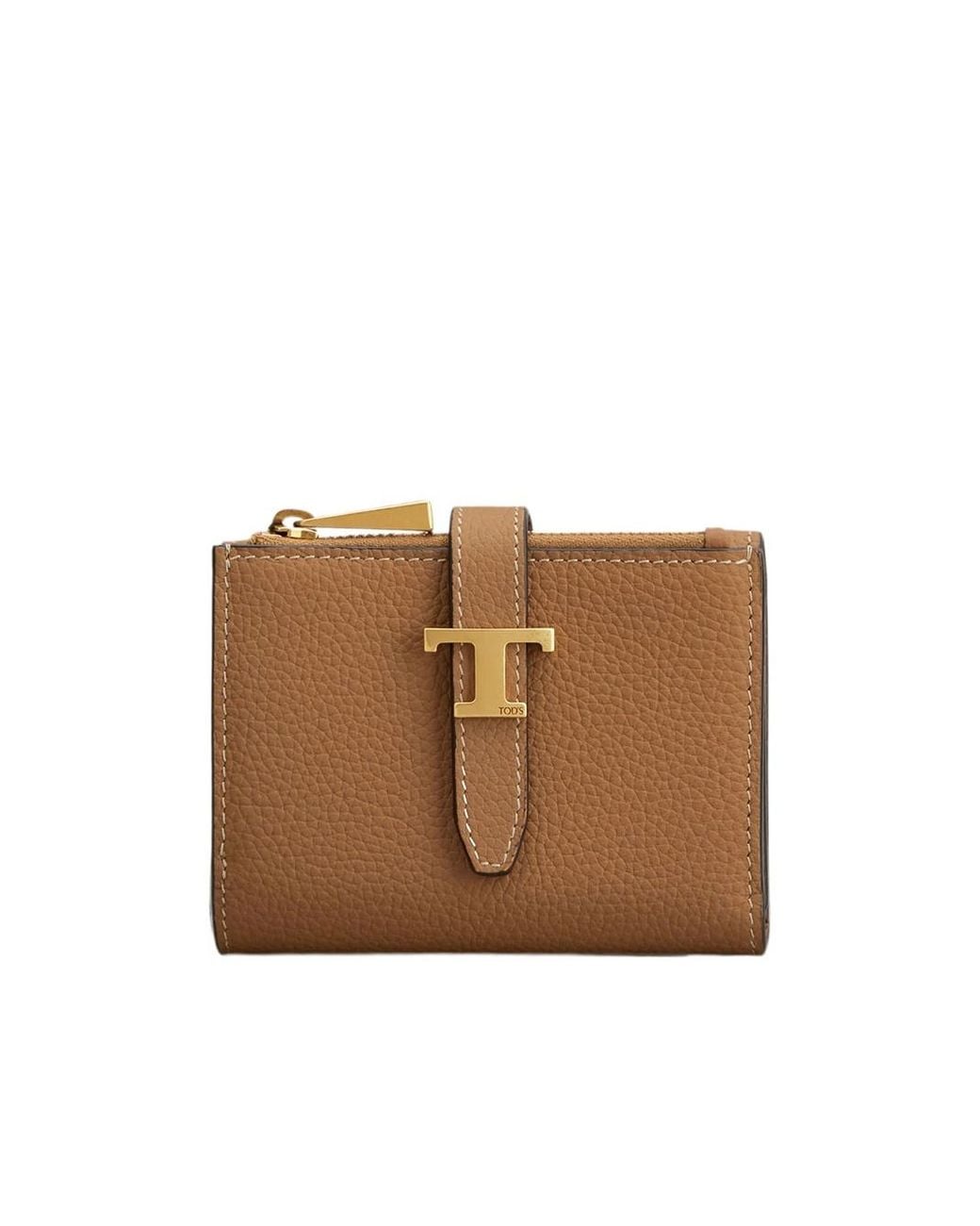 Tod's Brown T Logo Tri-Fold Wallet