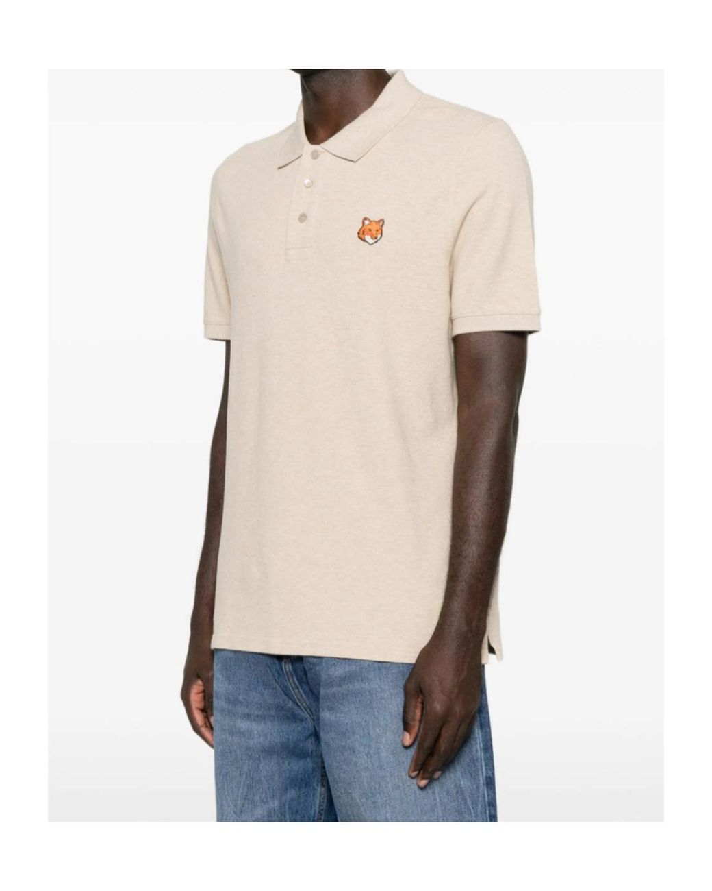 Maison Kitsuné White Fox Head Patch Polo Shirt for men