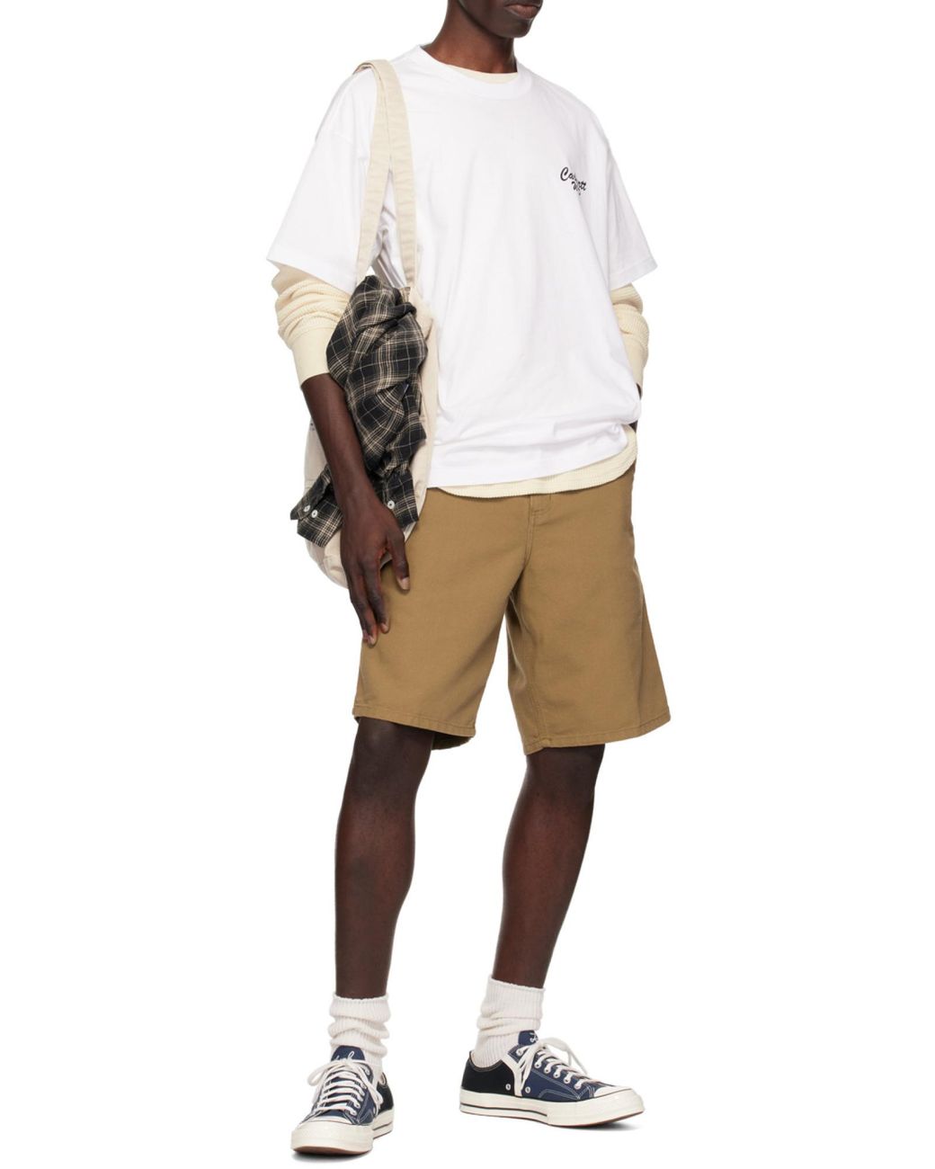 Carhartt Brown Logo Patch Chino Shorts for men