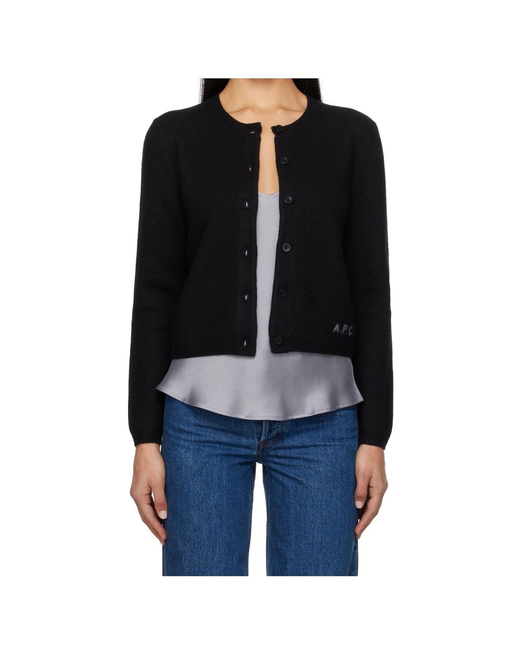 A.P.C. Black Mila Button-Up Knitted Cardigan