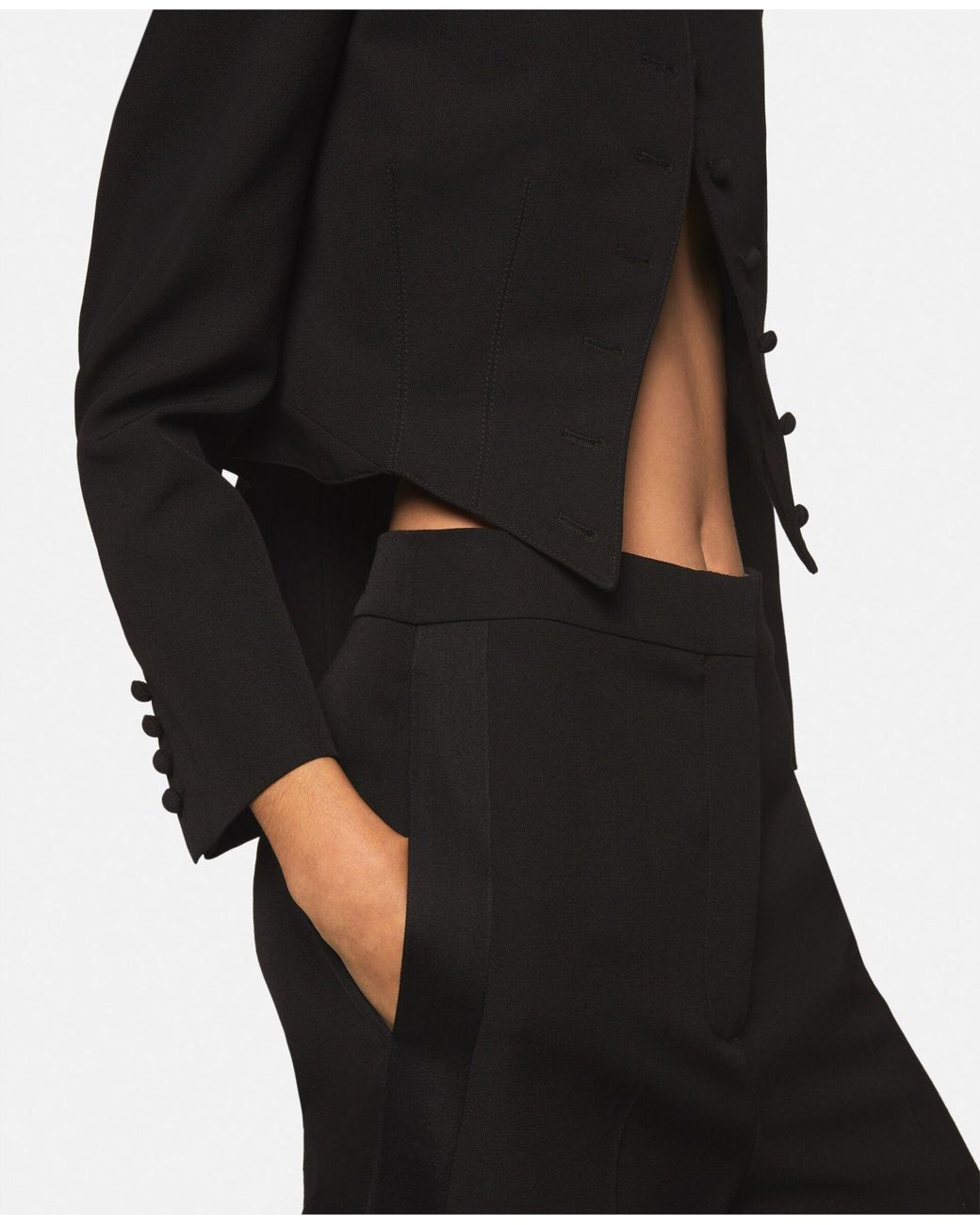 Stella McCartney Black Wide-Leg Wool Trousers