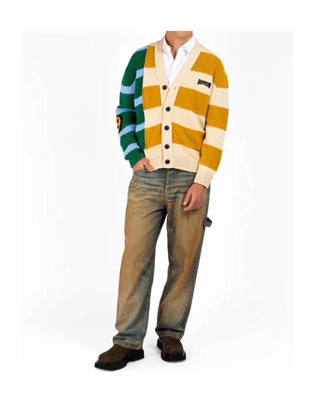 Barrow Yellow Striped Cardigan for men