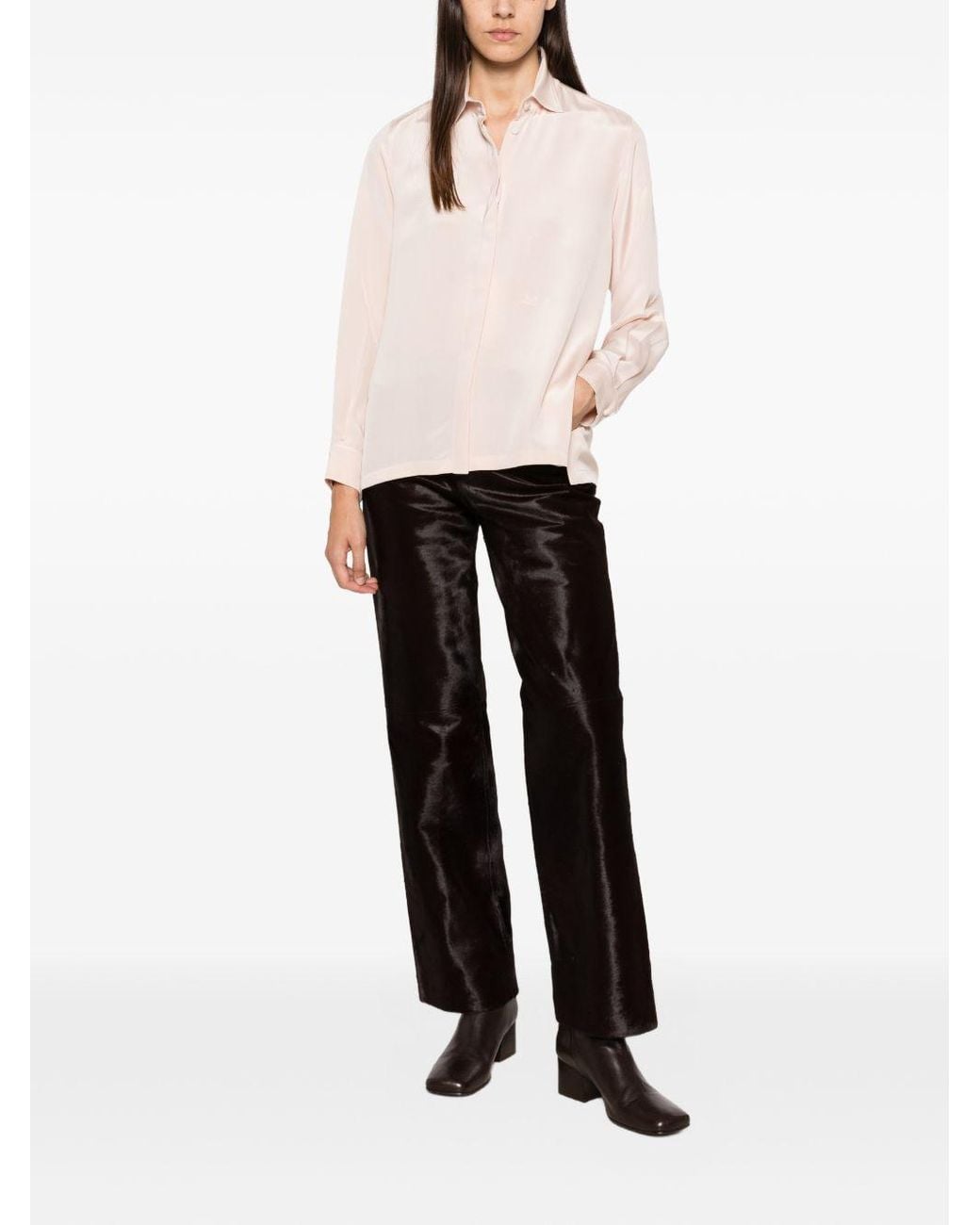 Max Mara Pink Concealed Placket Long Sleeve Top