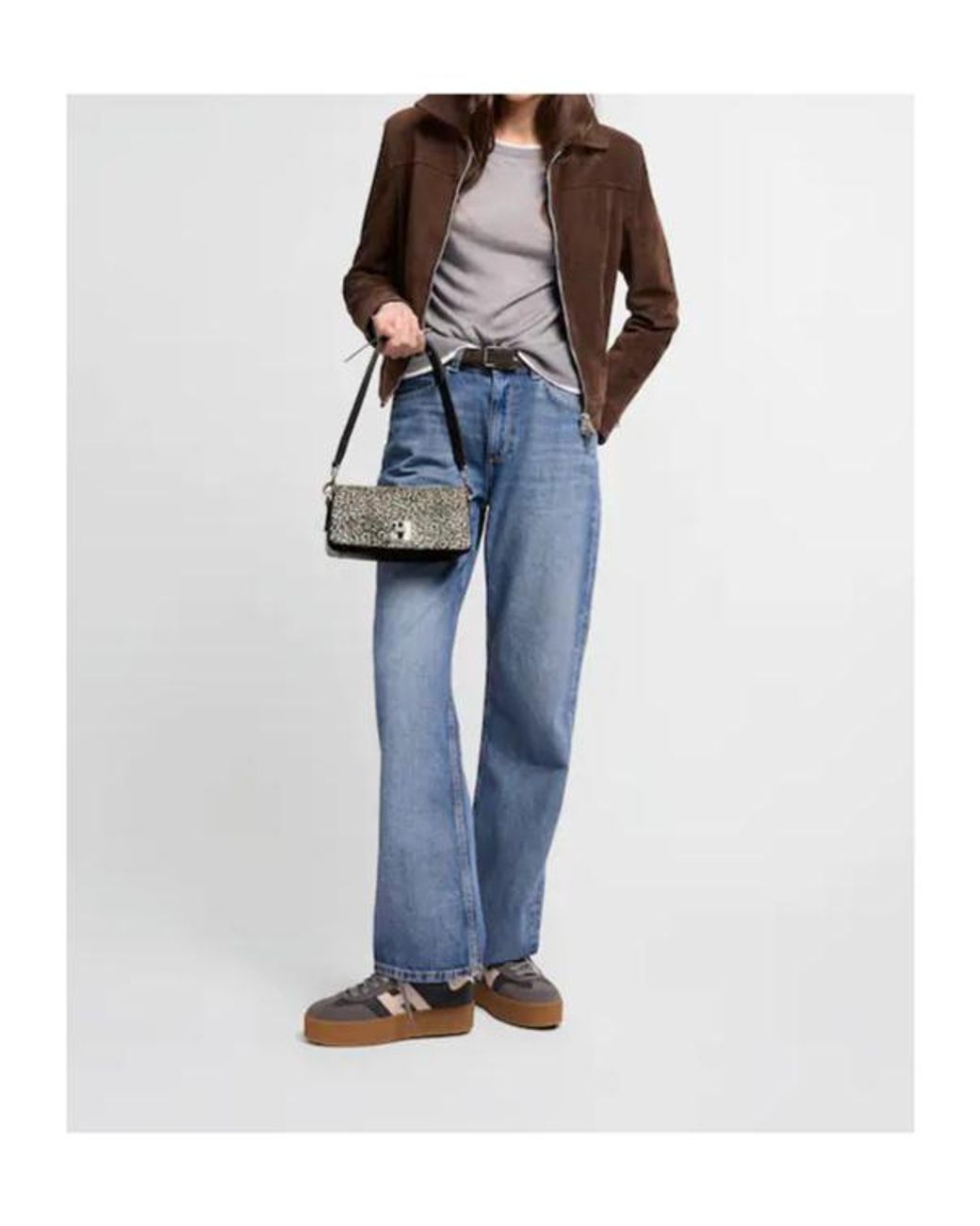 Hogan Gray Micro Pattern Crossbody Bag