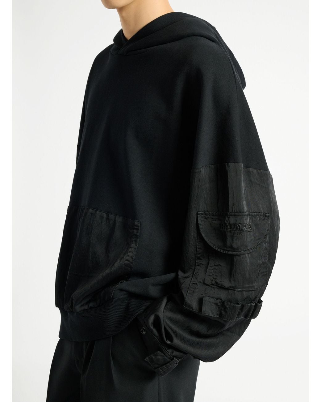 Balmain Black Vintage Utility Hoodie for men