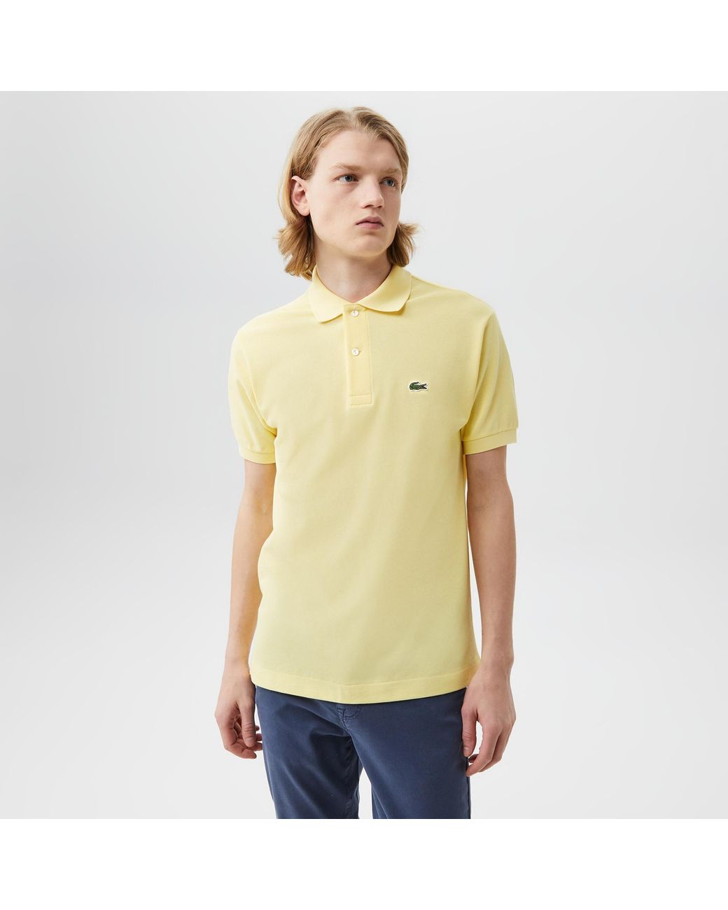 Lacoste Yellow Logo-Patch Polo Shirt for men