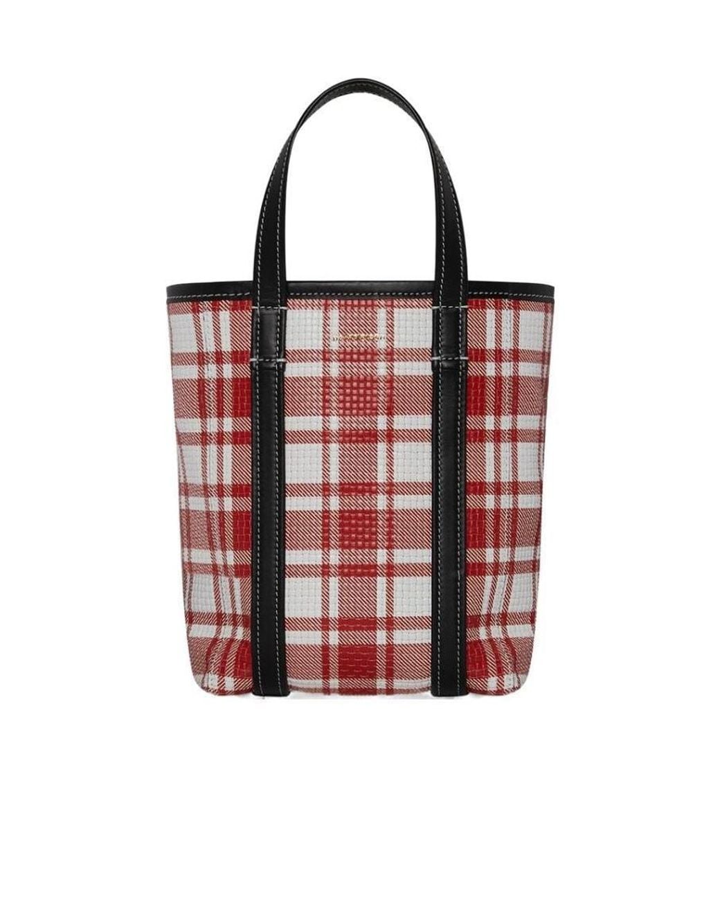 Balenciaga Red Barbes North-South Small Tote Bag