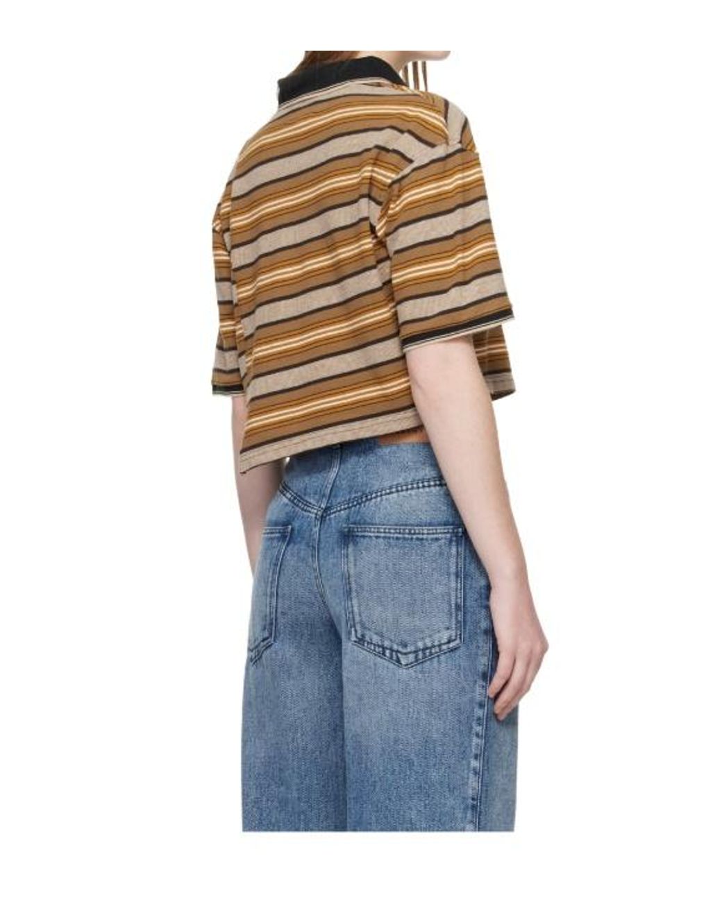 Isabel Marant Blue Isalyne Striped Pocket Polo Top