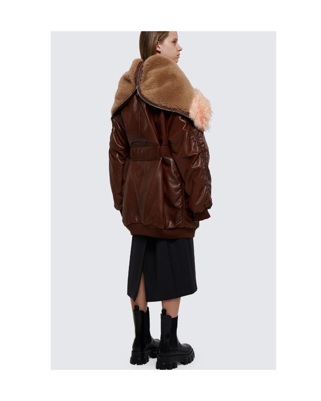 Prada Brown Wool Overcoat With Large Outline