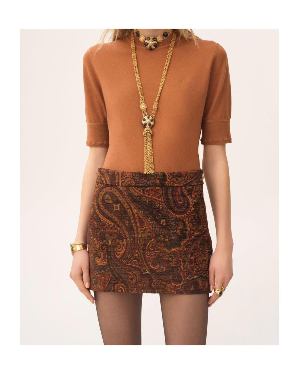 Chloé Brown Chloé Paisley Jacquard Mini Skirt
