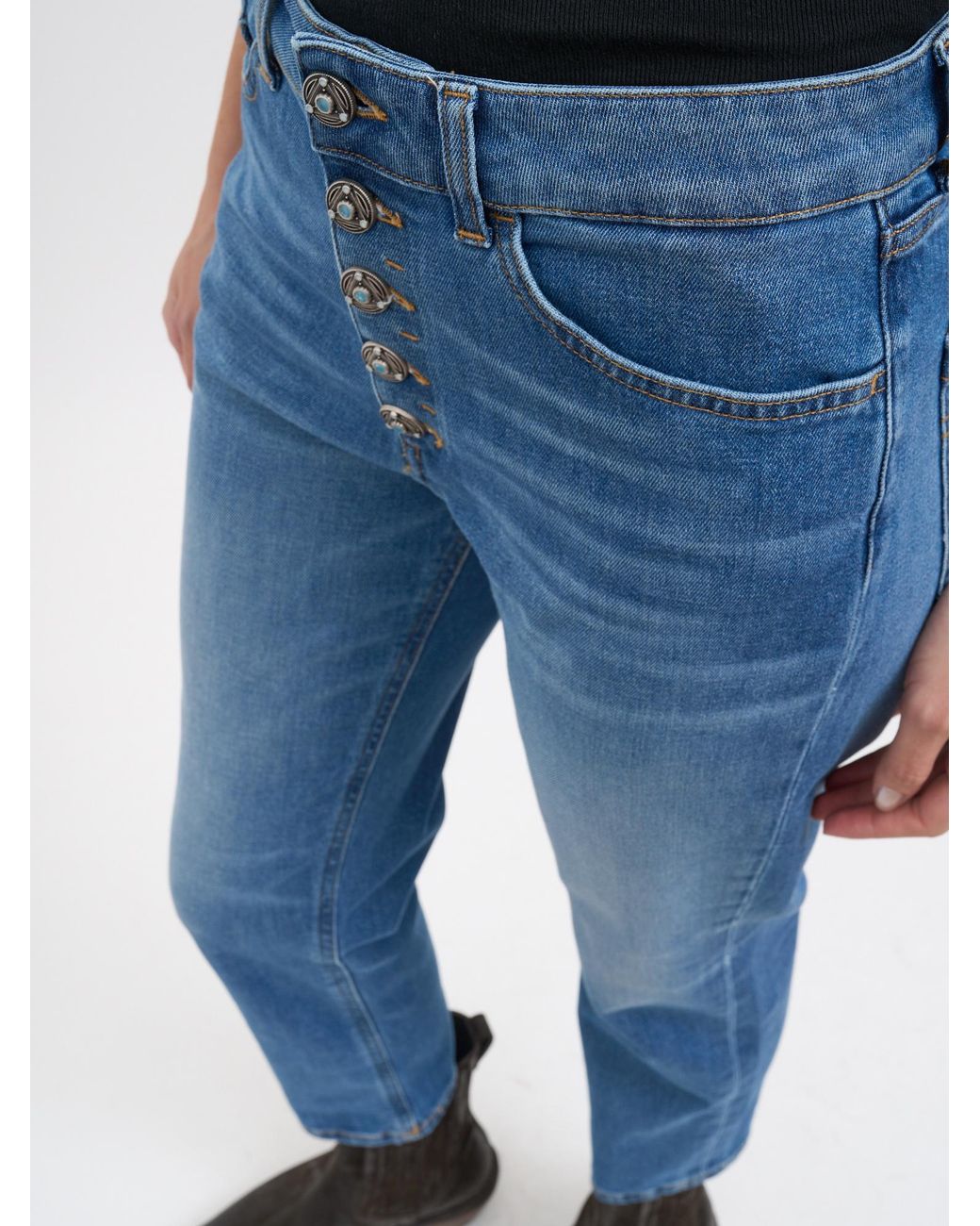 Dondup Blue Single-Breasted Denim Trousers