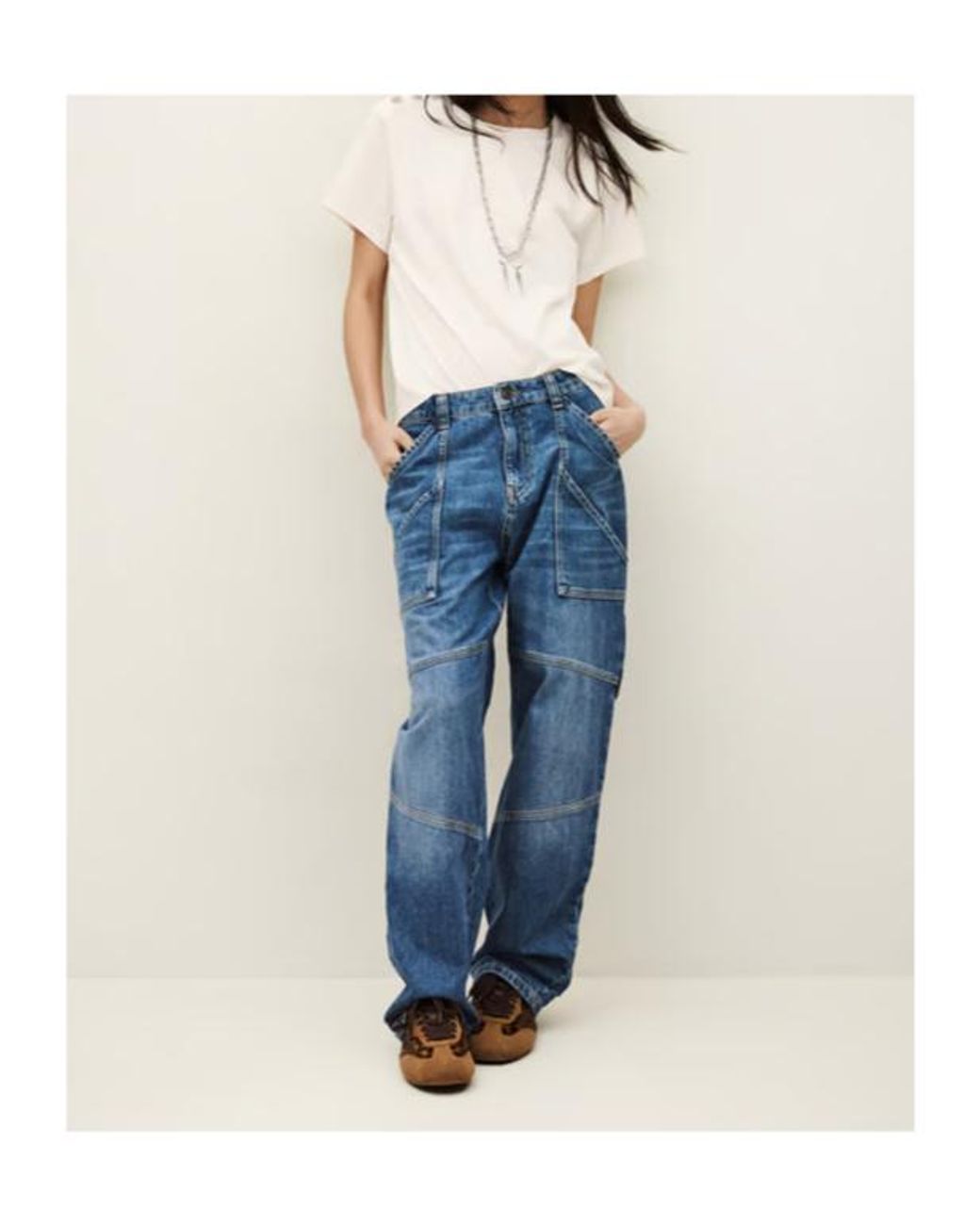 Ba&sh White Elmer Embellished Shoulder T-Shirt