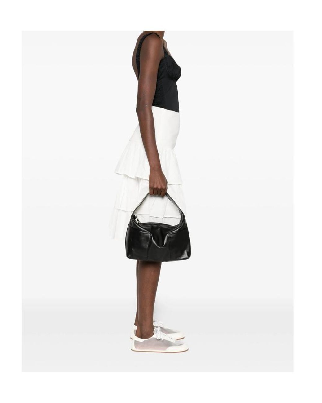 GIMAGUAS Black Leather Mini Sacco Shoulder Bag