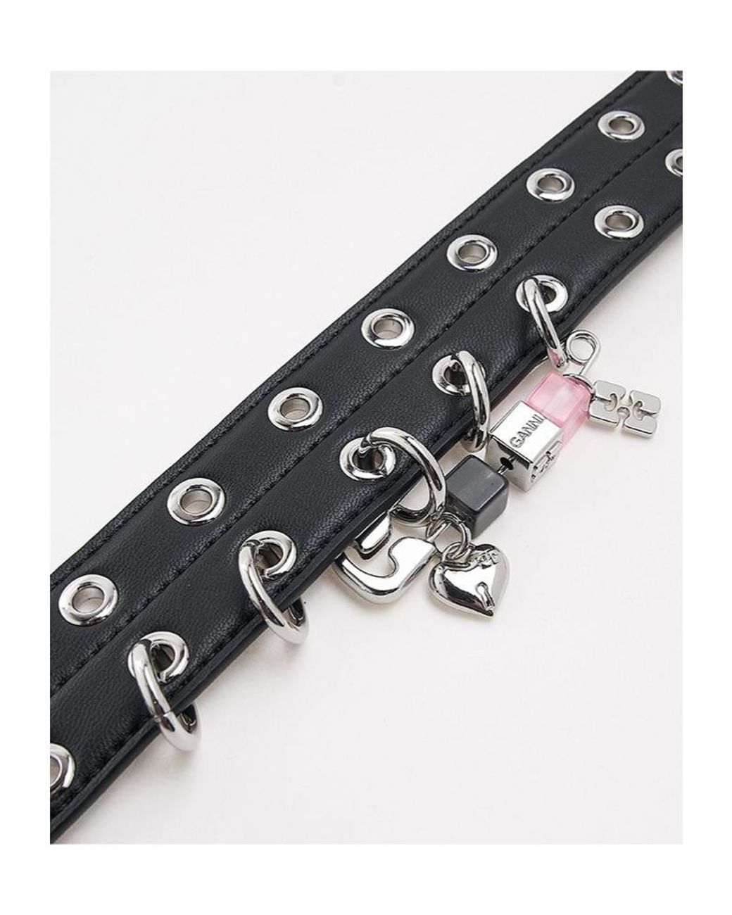 Ganni White Double-Eyelet Belt