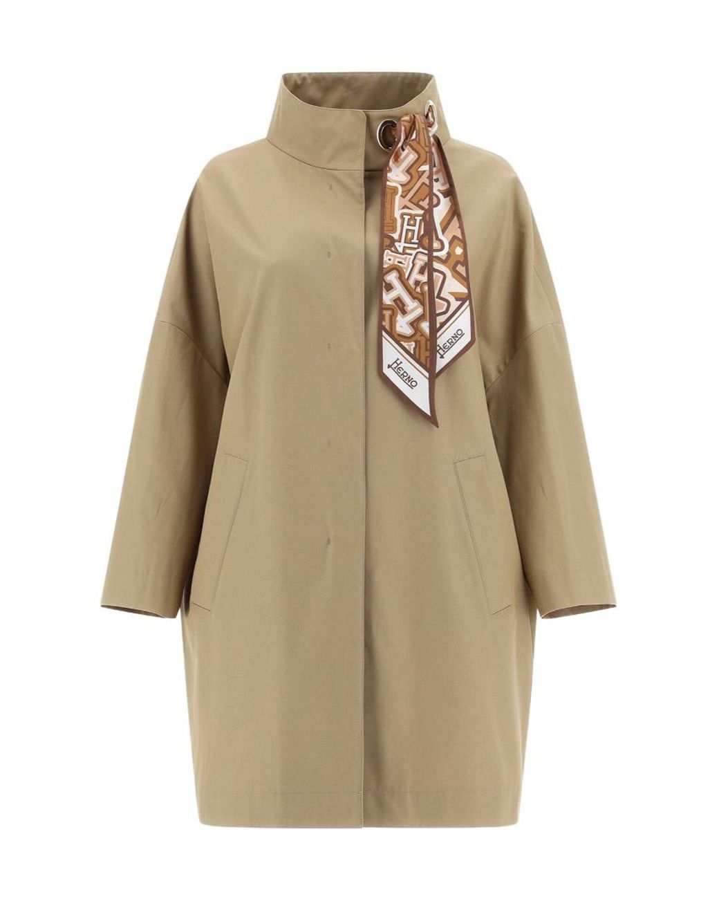 Herno Natural Scarf Detailed Trench Coat