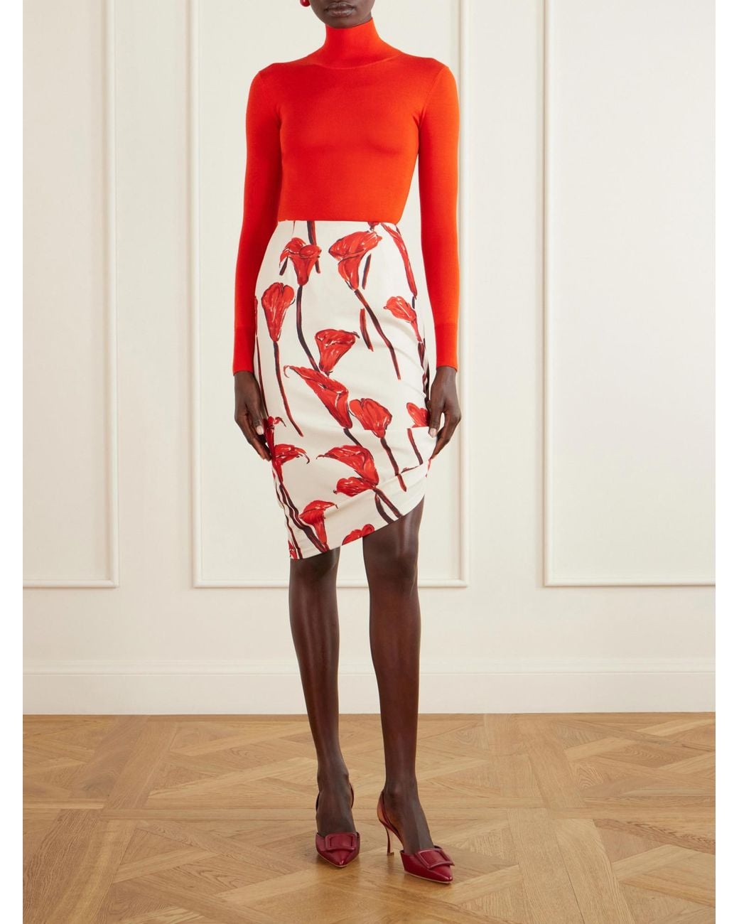 Carolina Herrera Red Turtleneck Sweater