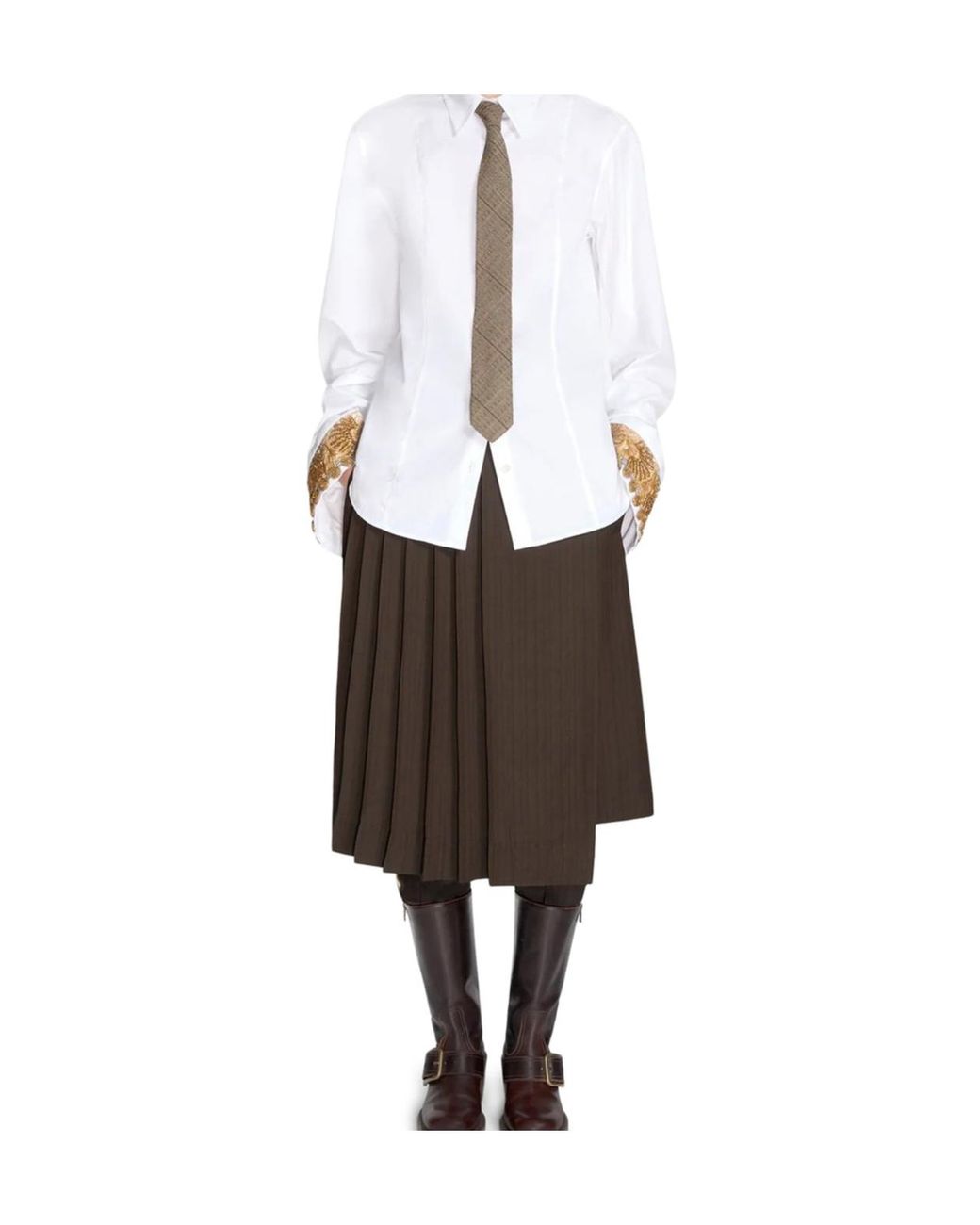Dries Van Noten White Embroidered Cotton Poplin Shirt