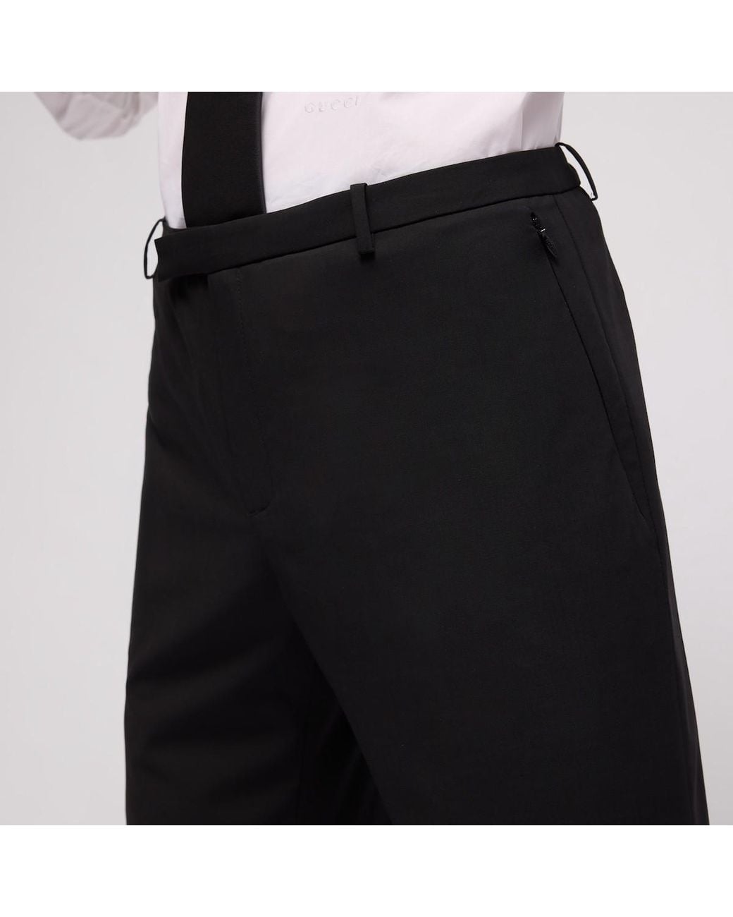 Gucci Black Technical Wool Blend Pants for men