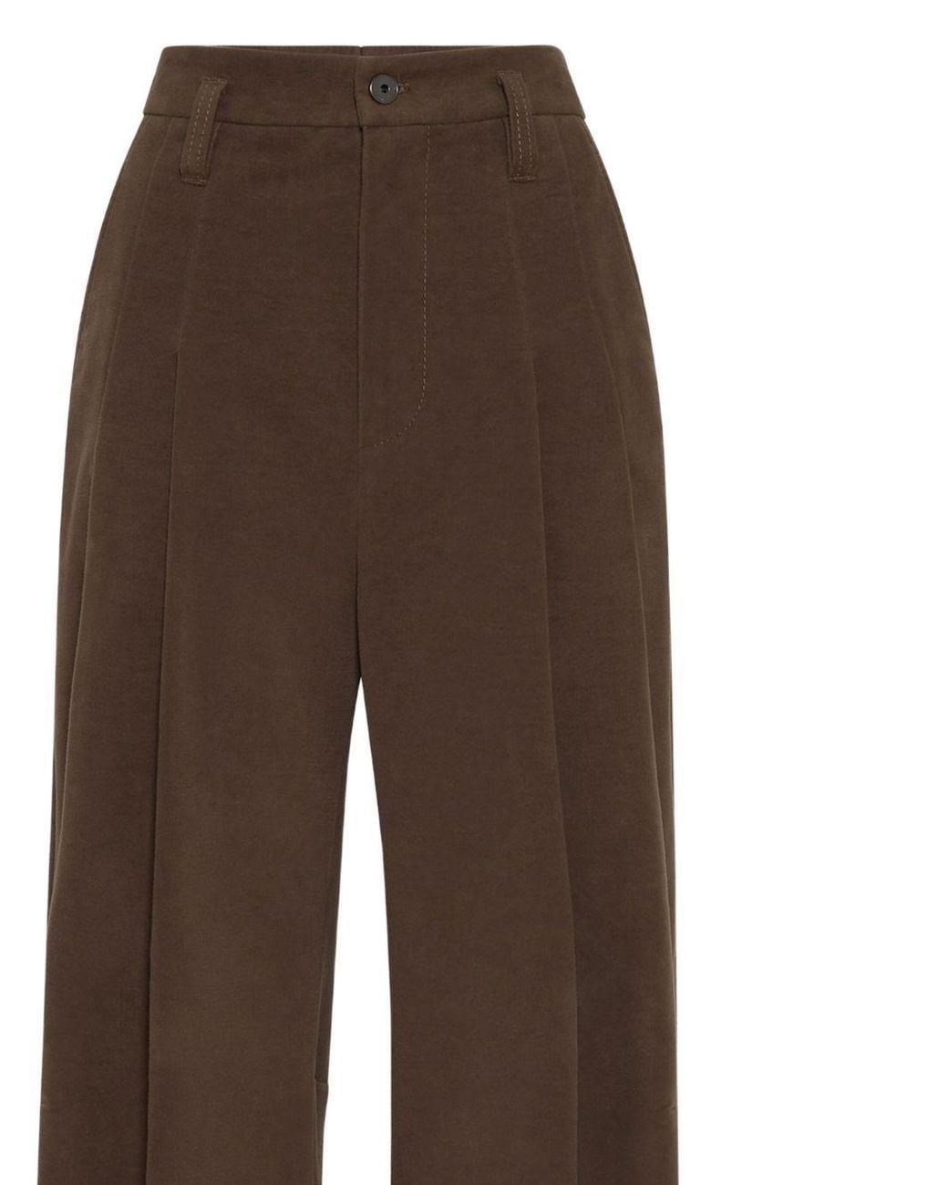Brunello Cucinelli Brown Monili Detailed Straight Leg Trousers