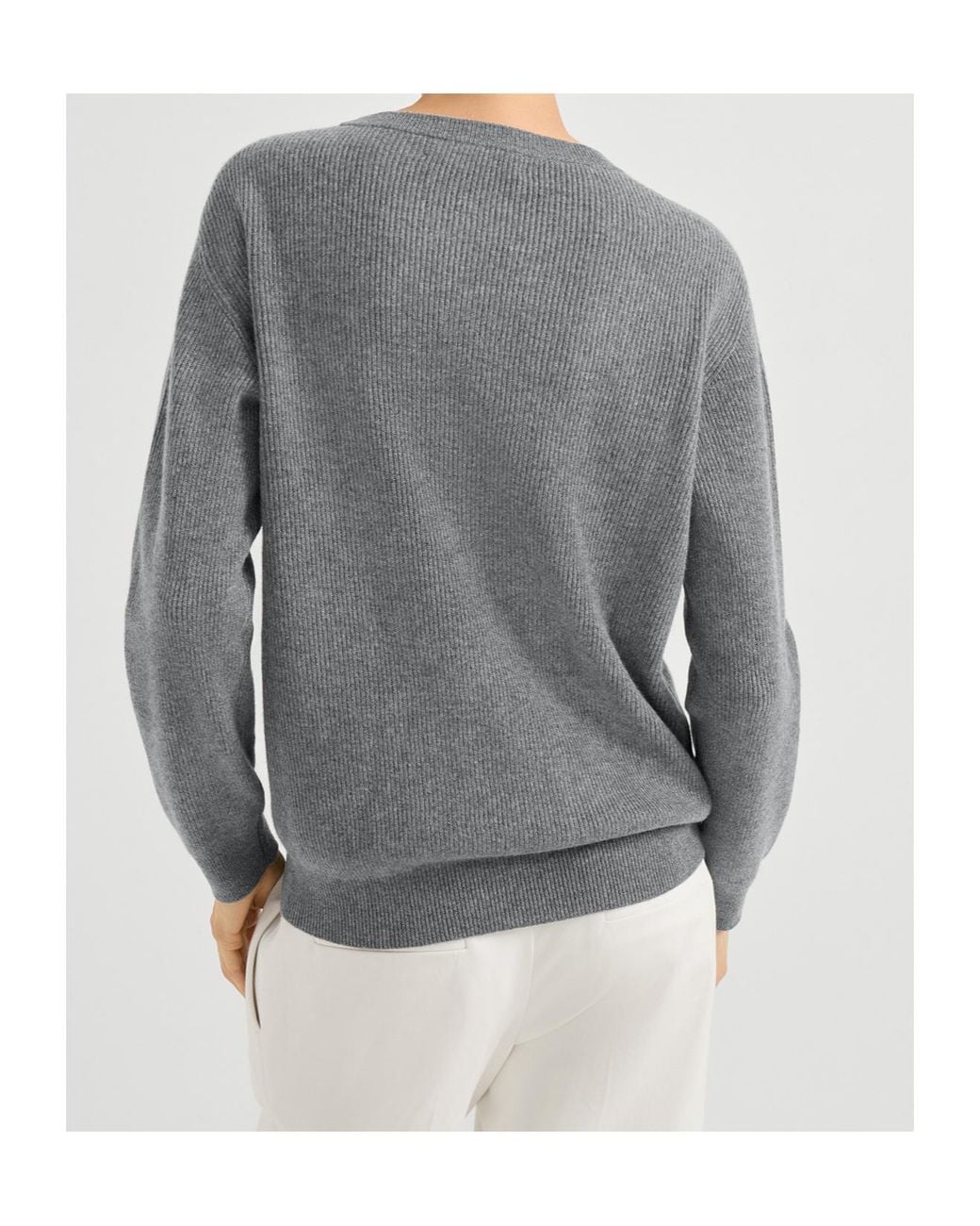 Brunello Cucinelli Gray Cashmere English Rib Knit Sweater