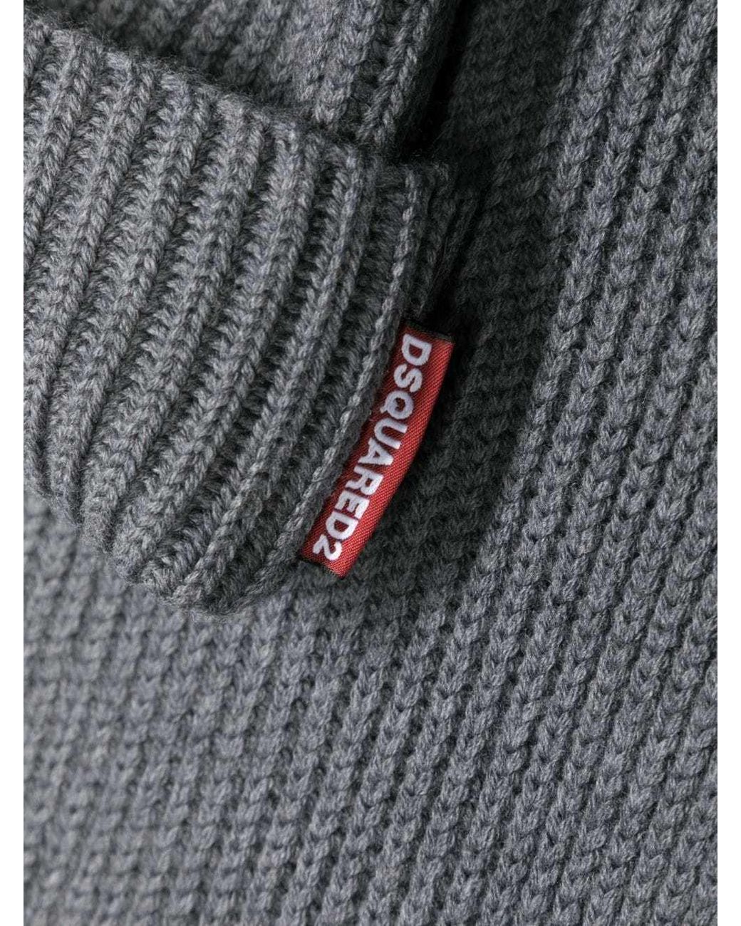 DSquared² White Logo Patch Scarf-Beanie Set for men