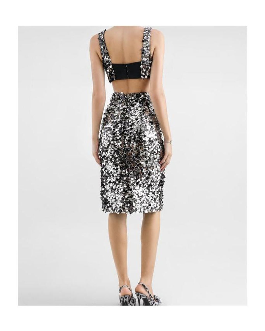 Dolce & Gabbana Black Embellished Sequin Crop Top