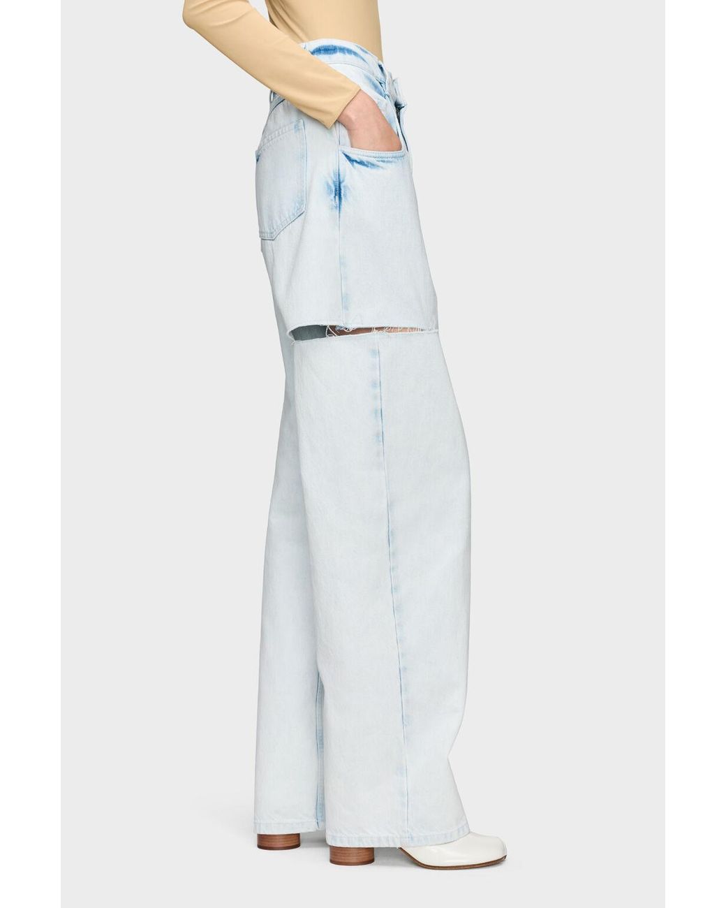 Maison Margiela Blue Cutout Wide-Leg Jeans