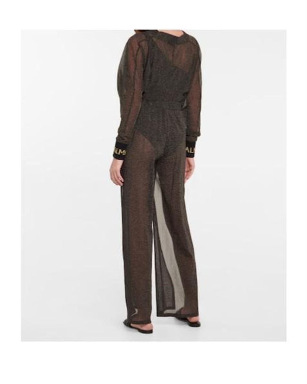 Balmain Gray Metallic Knit Pants