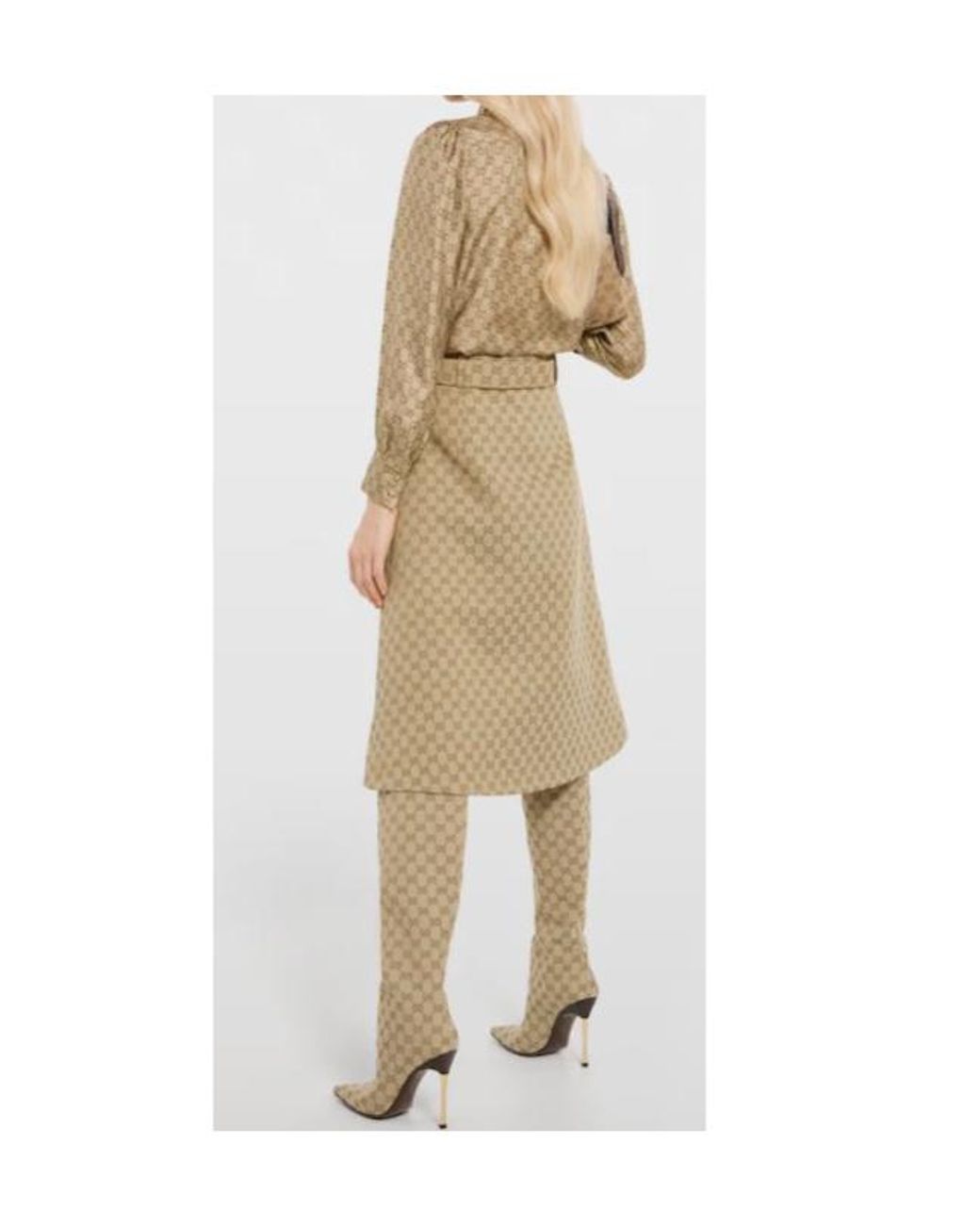 Gucci Brown Printed Long-Sleeve Twill Shirt