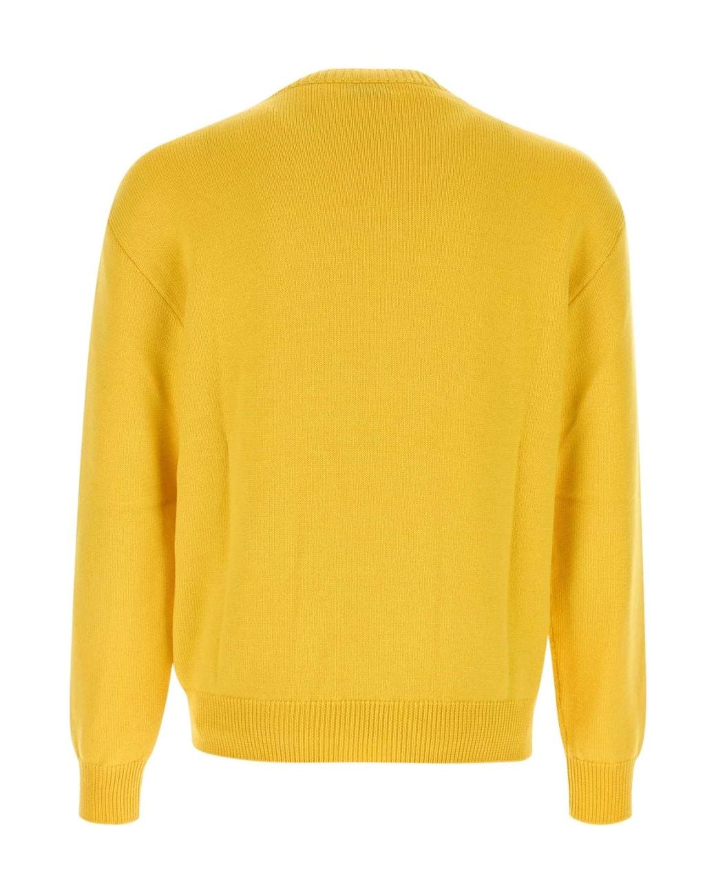 Moschino Yellow Intarsia Face Crewneck Sweater for men