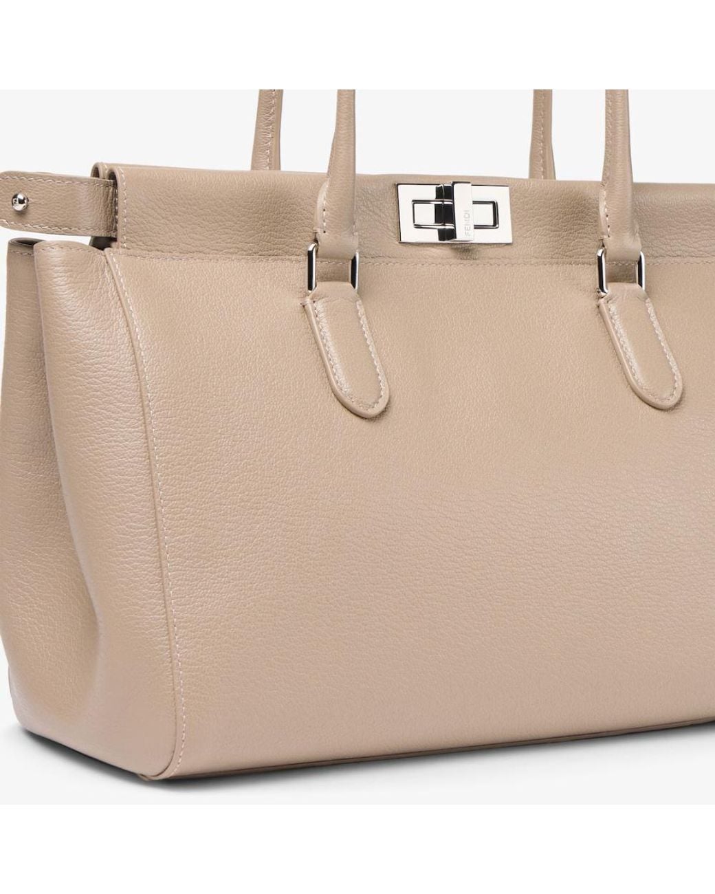 Fendi Natural Turn-Lock Tote Bag