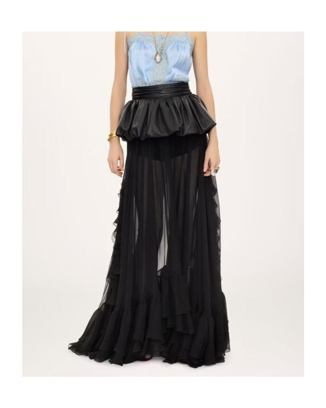 Chloé Black Chloé Sheer Ruffled Maxi Skirt