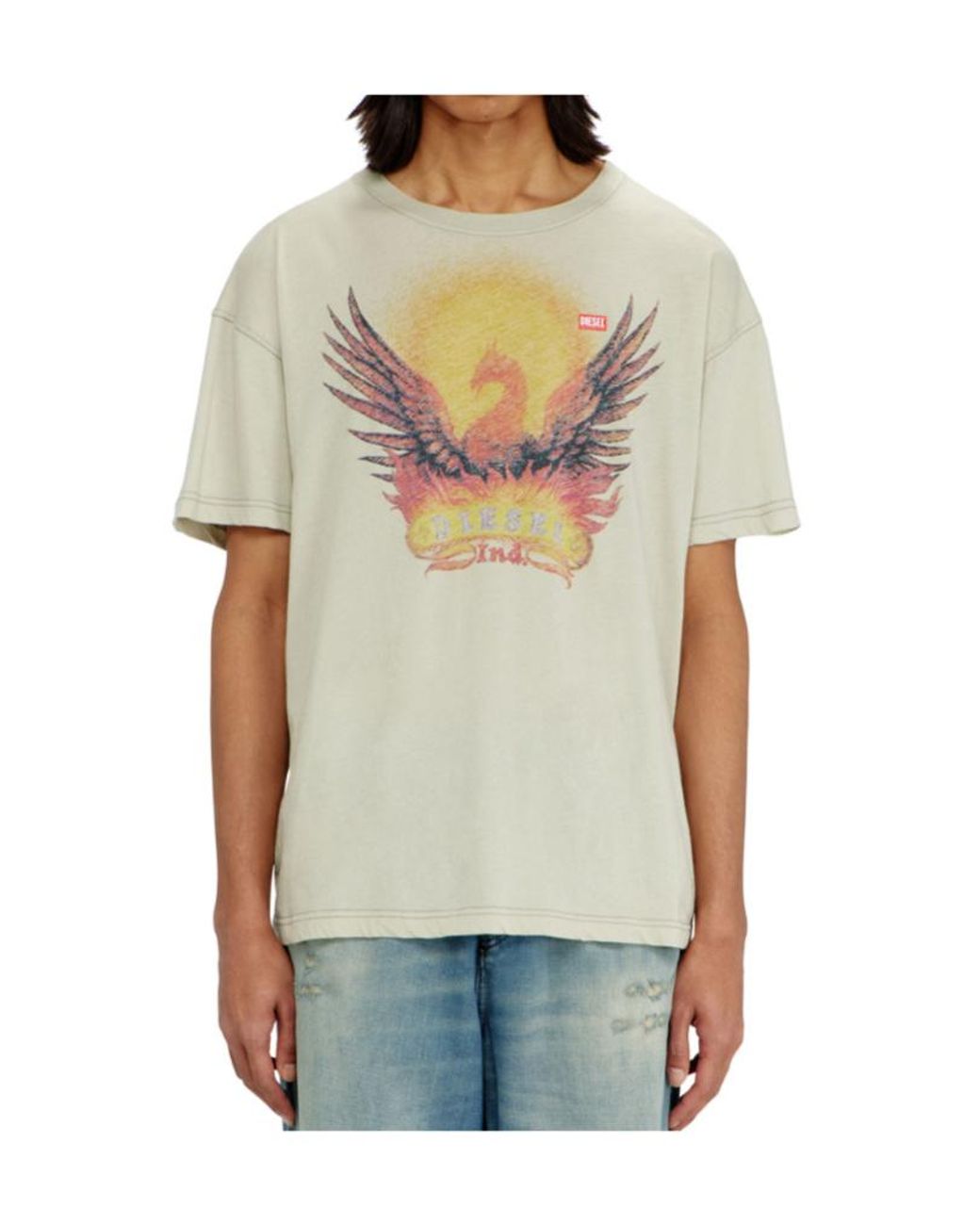 DIESEL White Phoenix-Print Cotton T-Shirt for men
