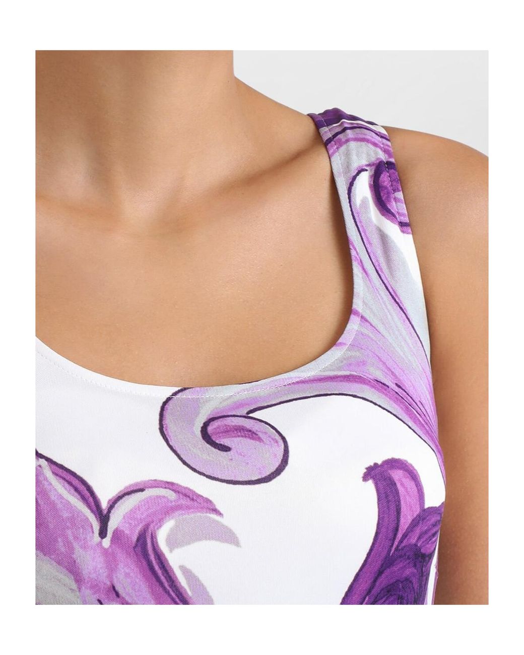 Dolce & Gabbana Purple Maiolica-Print Midi Dress