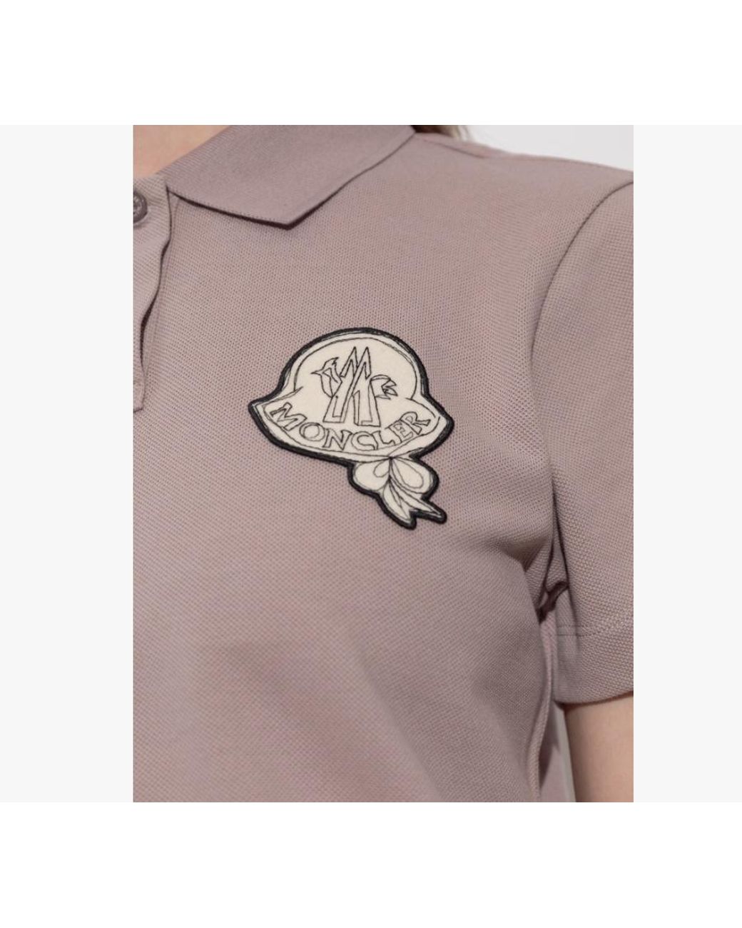 Moncler Gray Logo Patch Short Sleeved Polo Shirt