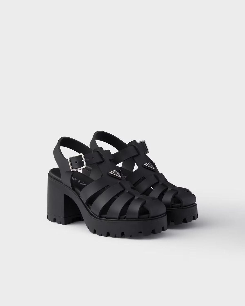 Prada Black Rubber Platform Sandals
