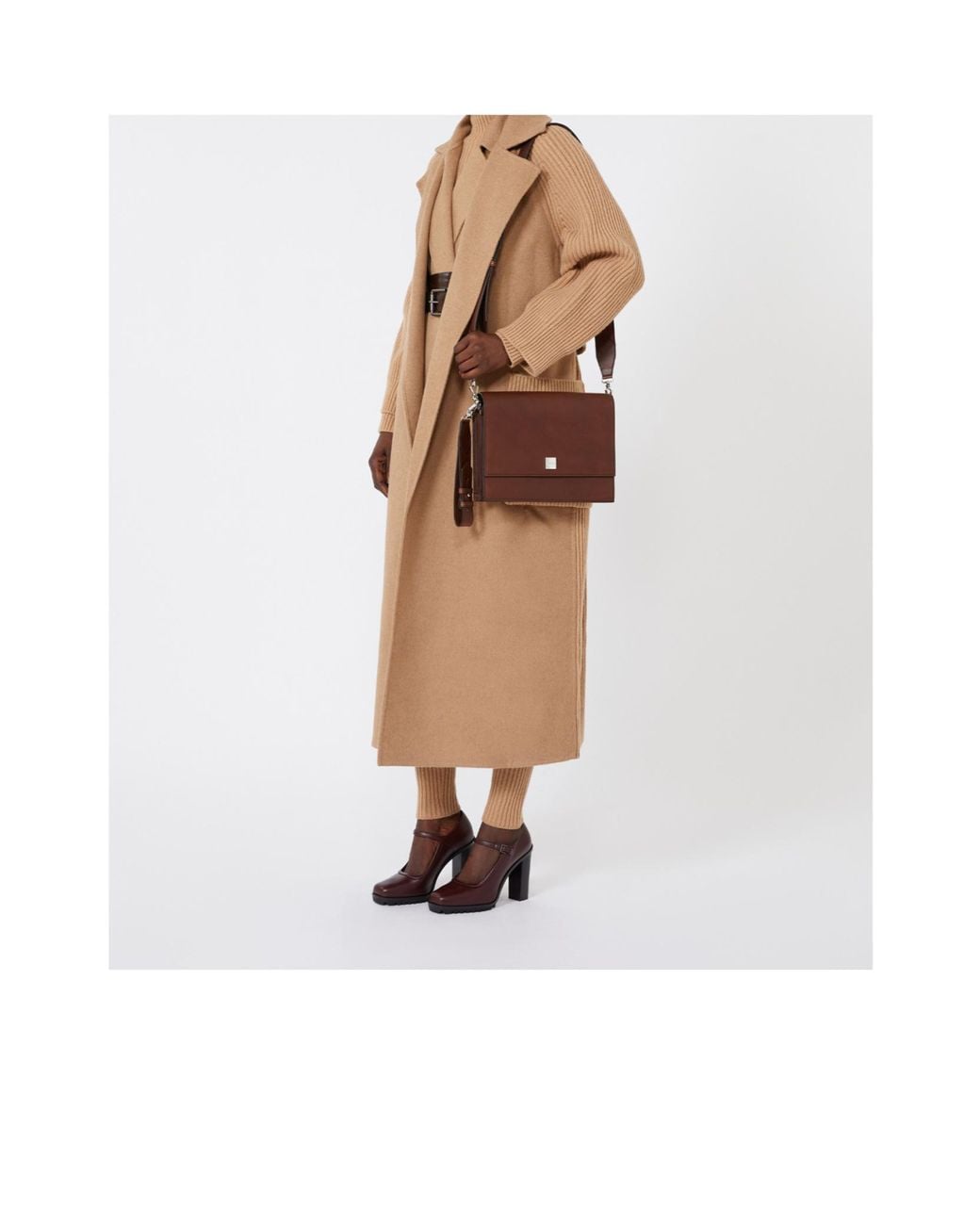 Max Mara Brown Logo-Engraved Shoulder Bag