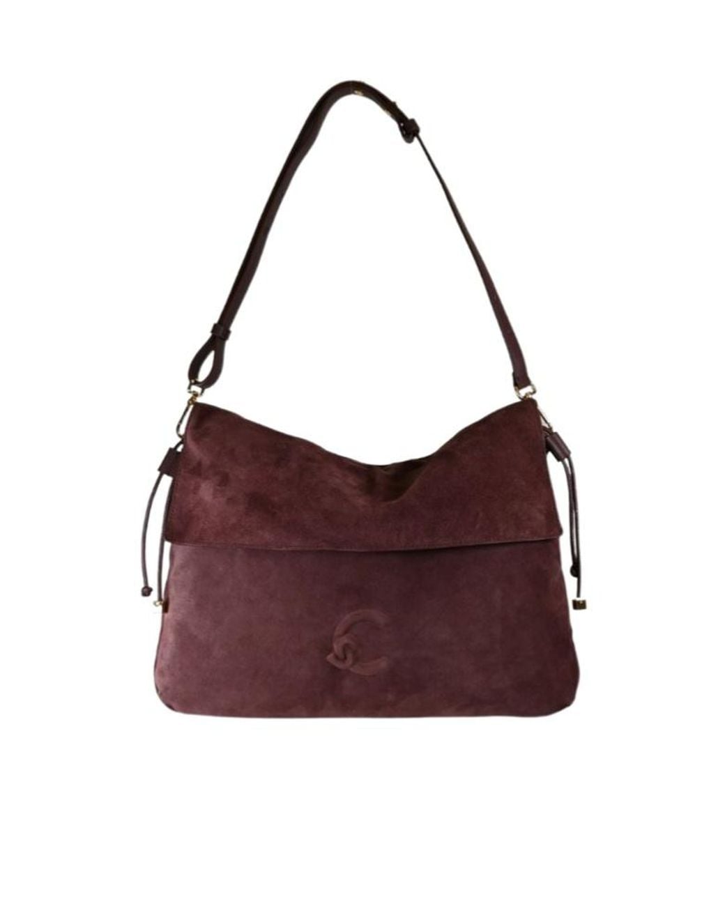 Coccinelle Purple Medium Lidia Logo-Embossed Suede Shoulder Bag