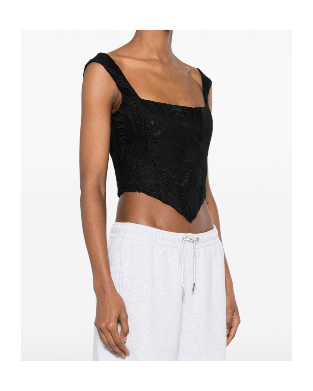 GIUSEPPE DI MORABITO Black Embroidered Corset Top