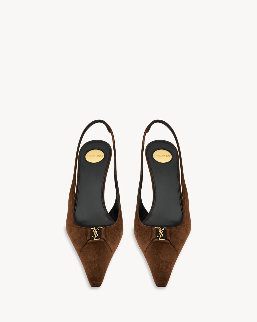Saint Laurent Brown Babylone Breteuil Slingback Pumps