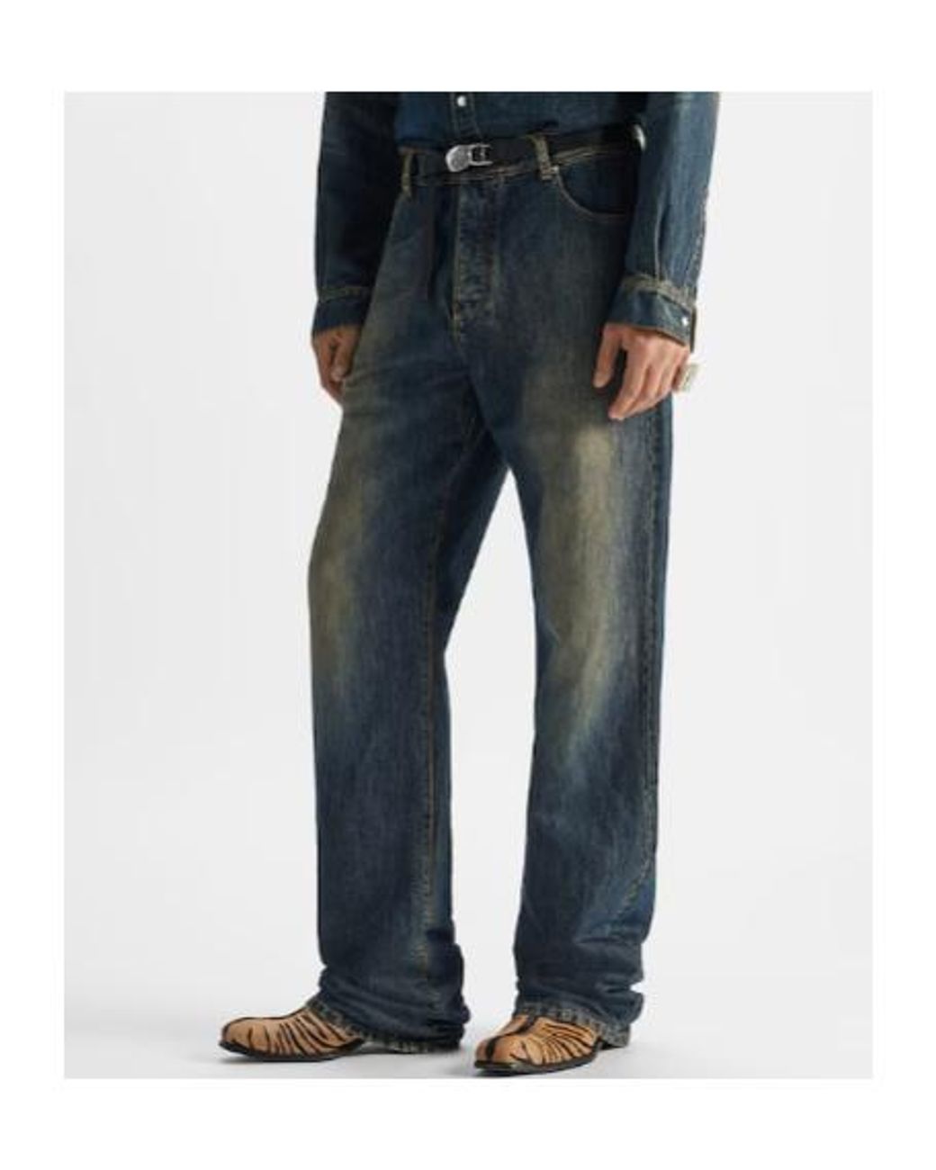 Fendi Blue Faded-Effect Jeans for men