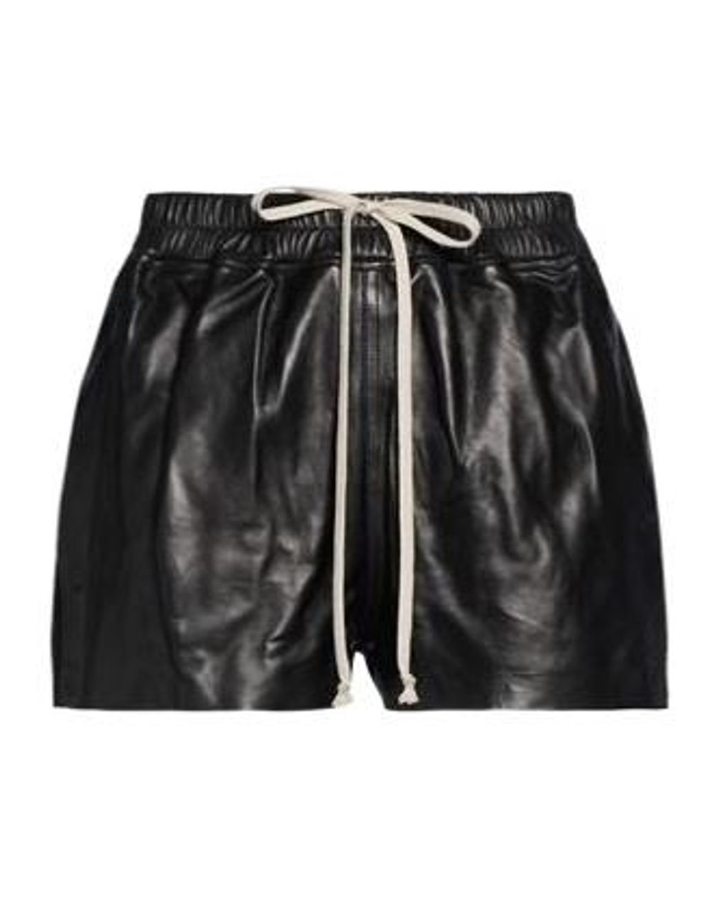 Rick Owens Black Simple Solid-Color Leather Shorts