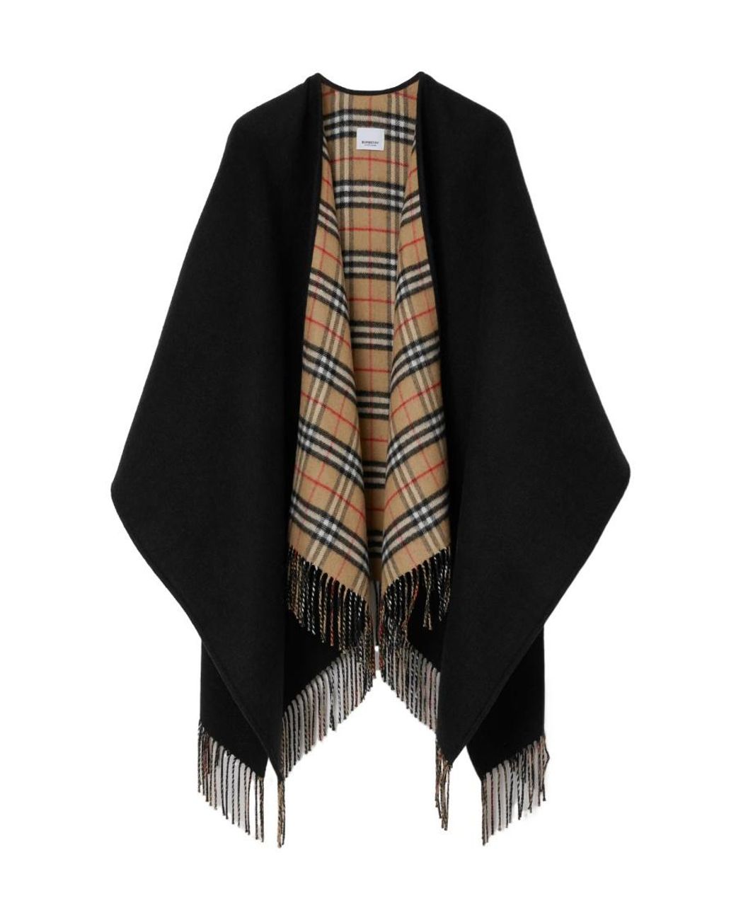 Burberry Black Fringed-Edge Reversible Cape