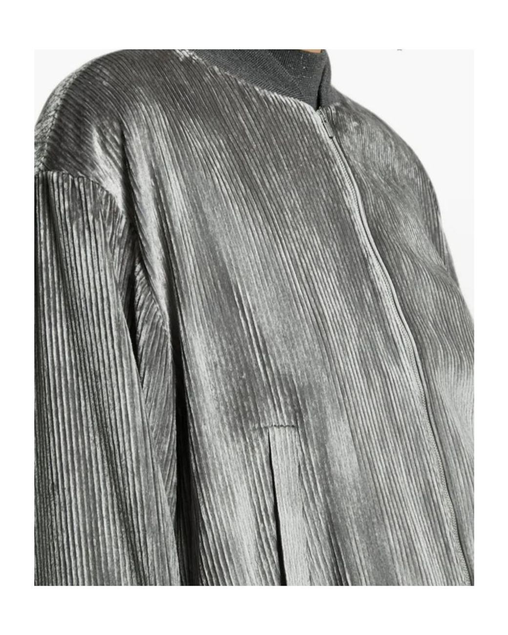 Peserico Gray Zipped Bomber Jacket