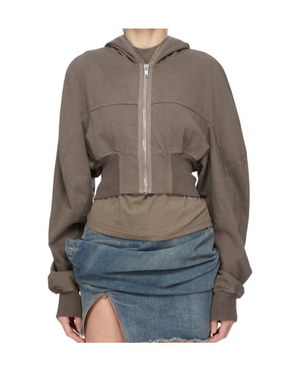 Rick Owens Gray Zip-Up Hoodie