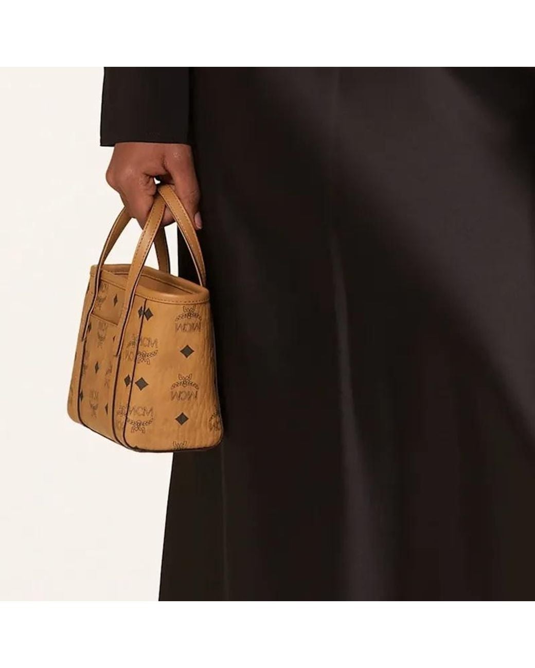 MCM Brown Logo Printed Tote Bag
