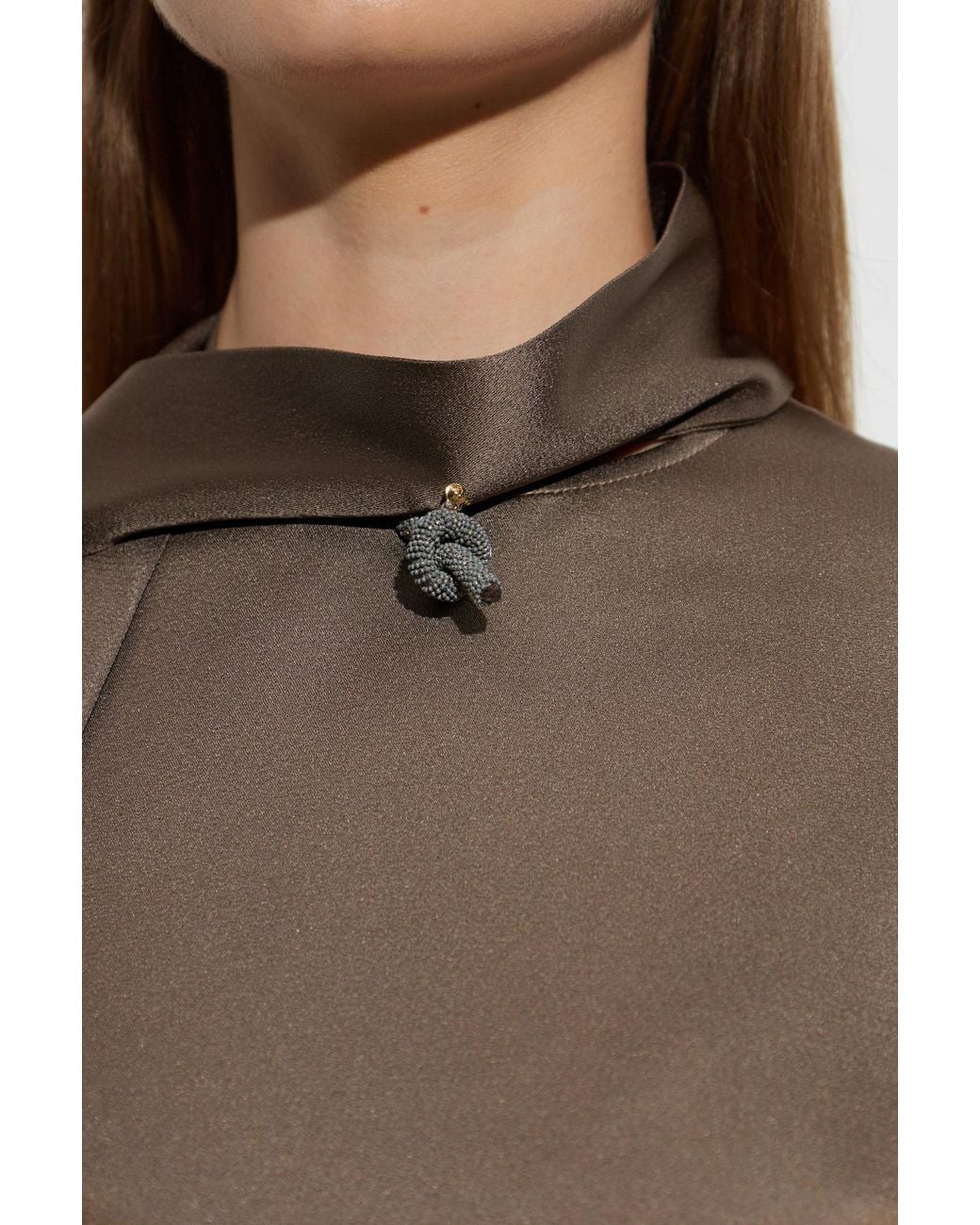 Fabiana Filippi Brown Falcon Scarf Detail Top