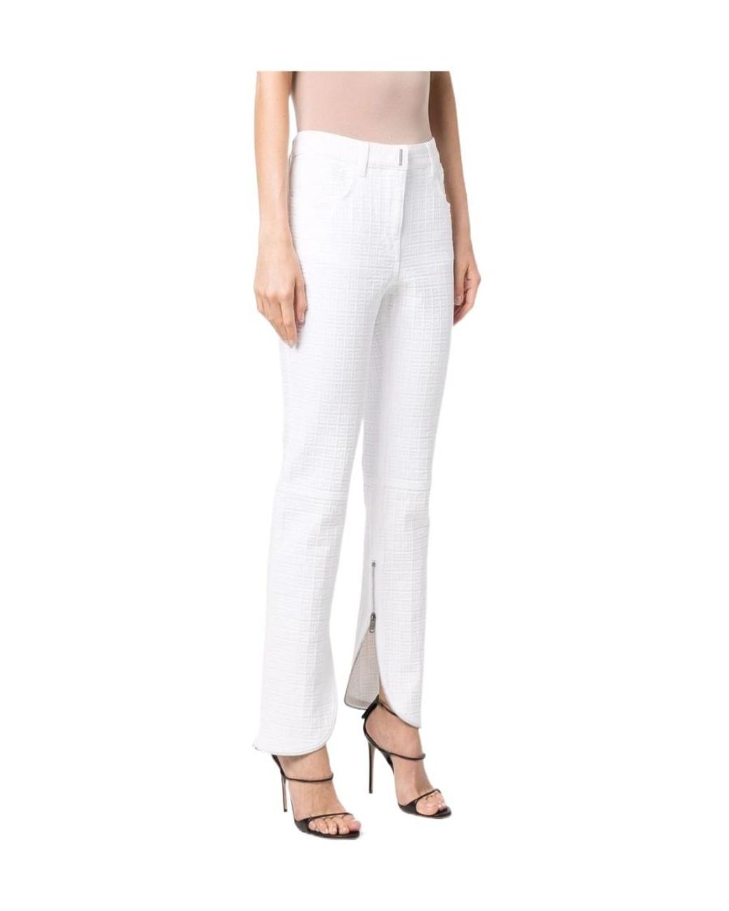 Givenchy White Slim-Cut 4G-Motif Trousers