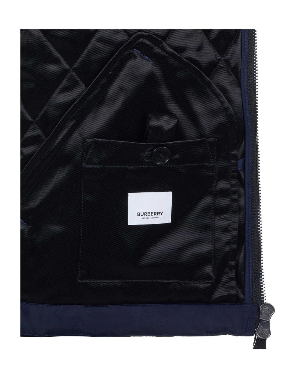 Burberry Blue Corduroy Collar Diamond Quilted Jacket for men